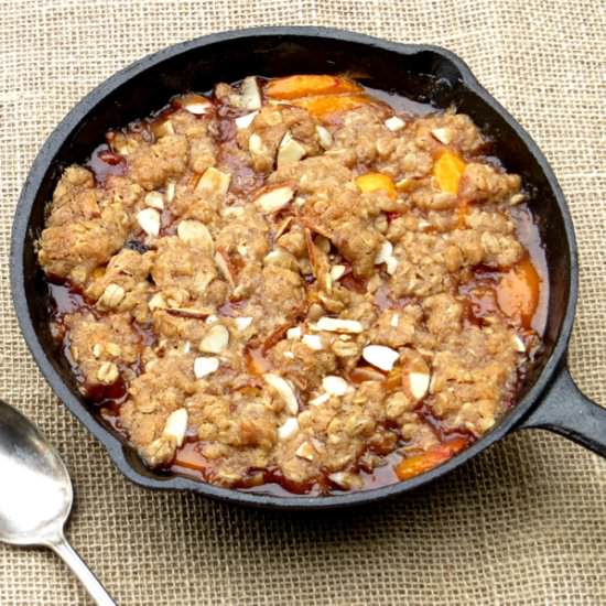 Peach Cherry Almond Crisp - Recipe photo by garlic and zest