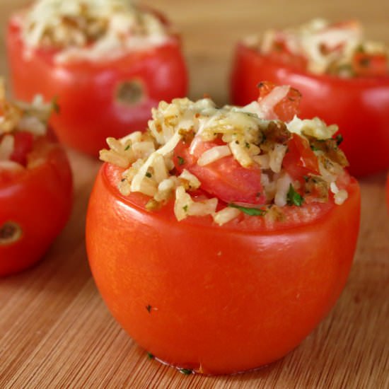 Easy Stuffed Tomatoes with Rice - Recipe photo by DinnerMom