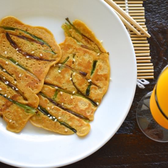 Pajeon Korean Scallion Pancakes - Recipe photo by yesiamvegan