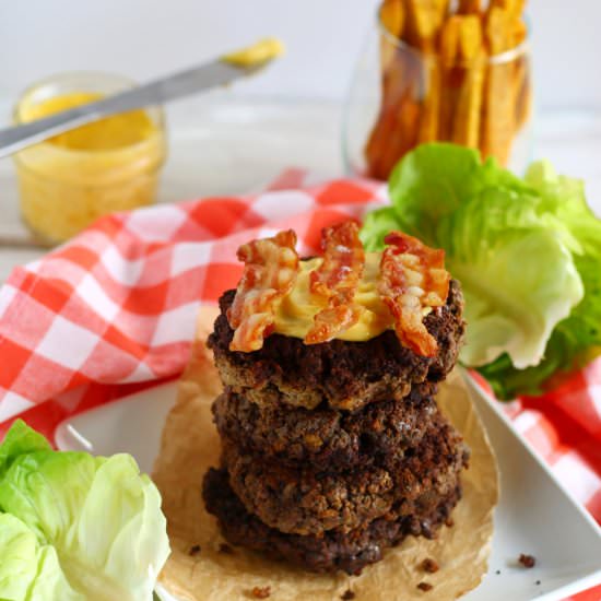50/50/50 Burgers - Recipe photo by strictlydelicious