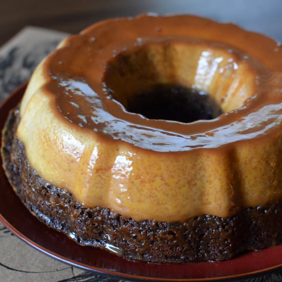 Pumpkin Chocoflan – Impossible Cake - Recipe photo by apronclad