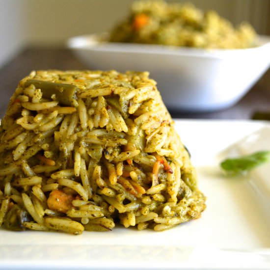 One-Pot Minty Vegetable Pulao - Recipe photo by yesiamvegan