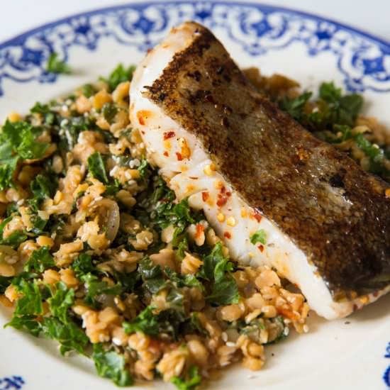 Seared Sea Bass with Kale Salad - Recipe photo by madeleineshaw