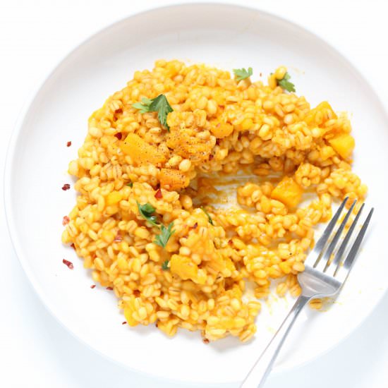Pumpkin barley risotto - Recipe photo by EatGood4Life