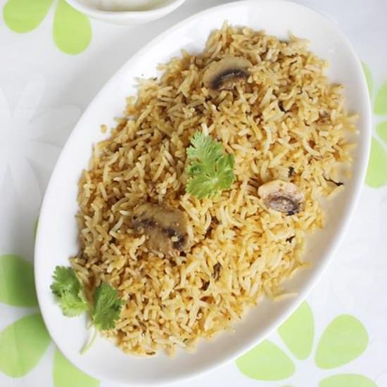 Mushroom Biryani - Recipe photo by swasthfreak