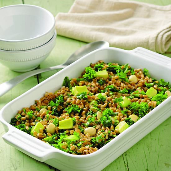 Kale Avocado and Farro Salad - Recipe photo by joyofkosher