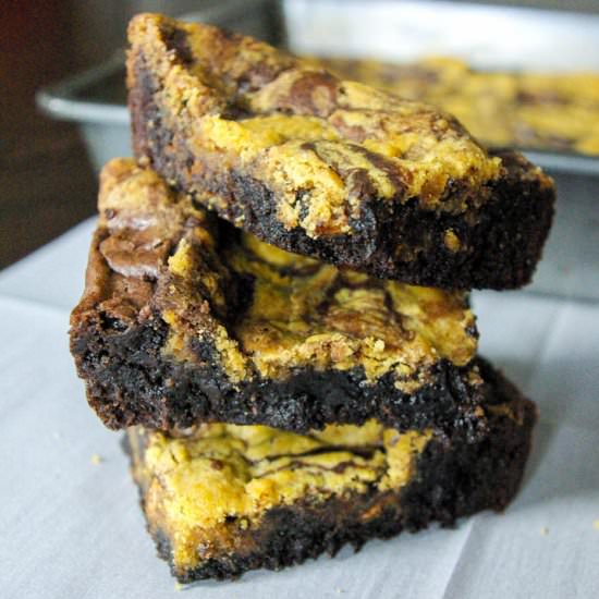 Pumpkin Cookie Swirl Brownies - Recipe photo by thebatterthickens