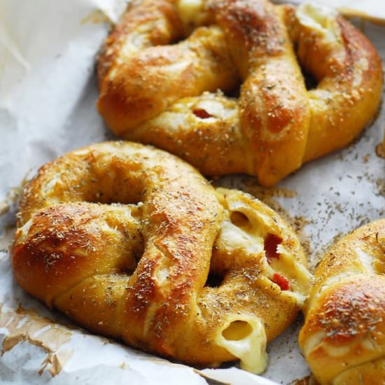 Pizza Stuffed Pretzels - Recipe photo by aducksoven