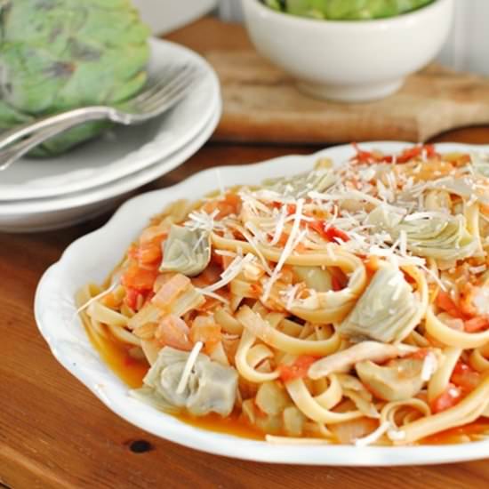 Artichoke and Tomato Fettuccine - Recipe photo by Town-and-Country-Living