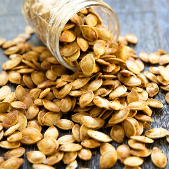 Roasted Spicy Seasoned Pumpkin Seed - Recipe photo by TastesLovely
