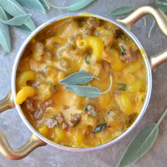 Sausage and Pumpkin Mac & Cheese - Recipe photo by theviewfromgreatisland