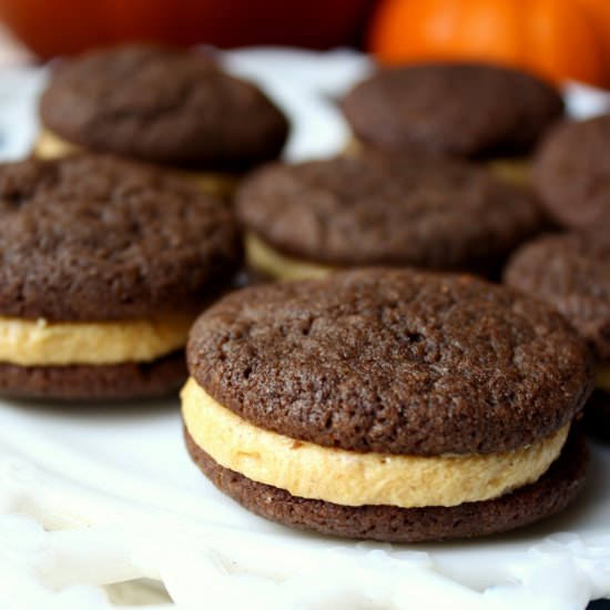 Chocolate Pumpkin Sandwich Cookies - Recipe photo by chocolatewithgrace