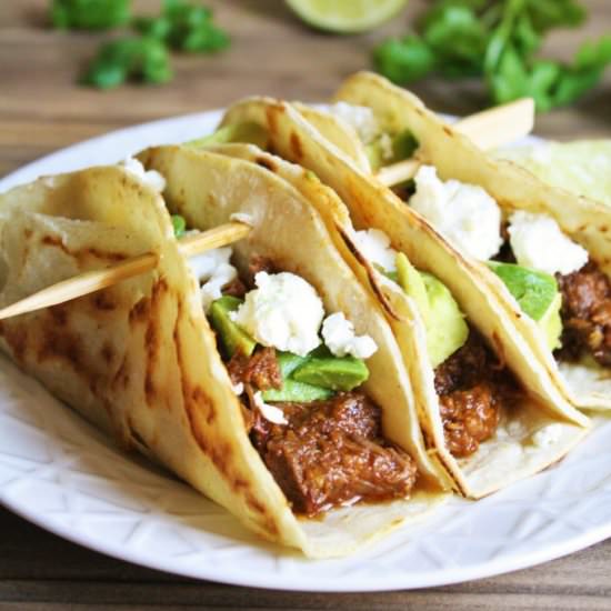 Slow Cooker Beer-Braised Beef Tacos - Recipe photo by thetastybite