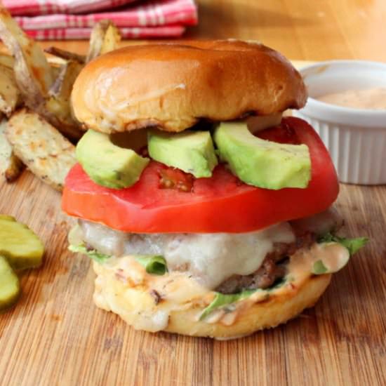 Avocado and Chipotle-Mayo Burger - Recipe photo by HowToFeedaLoon