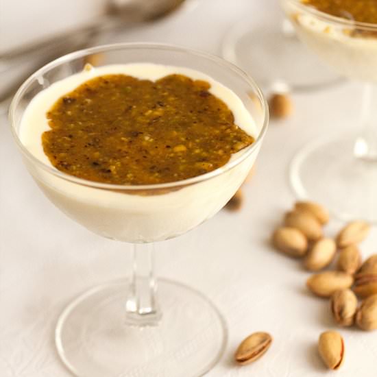 Mastic Panna Cotta with Pistachio - Recipe photo by elenianag