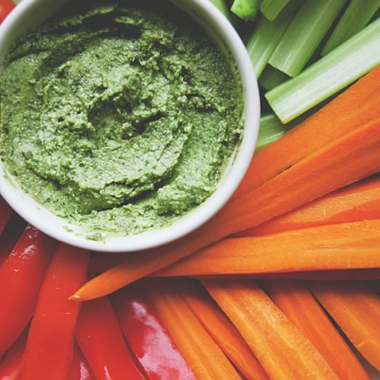 Walnut Herb Pesto with Crudites - Recipe photo by thekitchykitchen