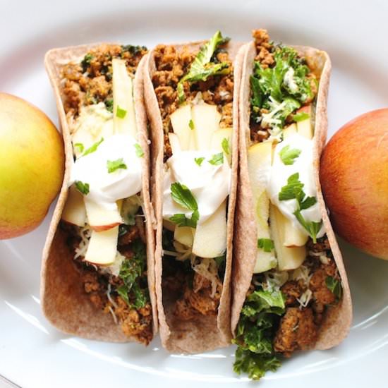 Chicken, Kale + Apple Tacos - Recipe photo by LocalSavour