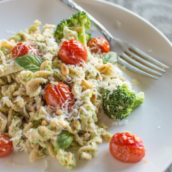 Chicken Fusilli with Broccoli Pesto - Recipe photo by healthynibblesandbits