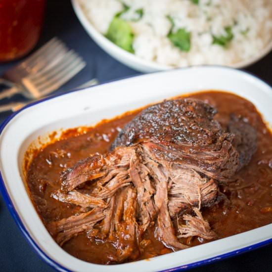 Caramelized Pulled Beef Brisket - Recipe photo by KitchenSanctuary