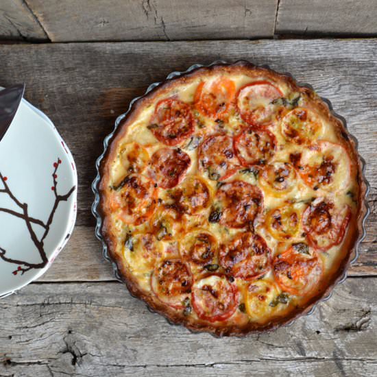 Tomato, Cheddar & Basil Pie - Recipe photo by LemonyThyme