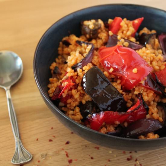 Roasted Veg & Bulgur Wheat Salad - Recipe photo by EatDrinkCook
