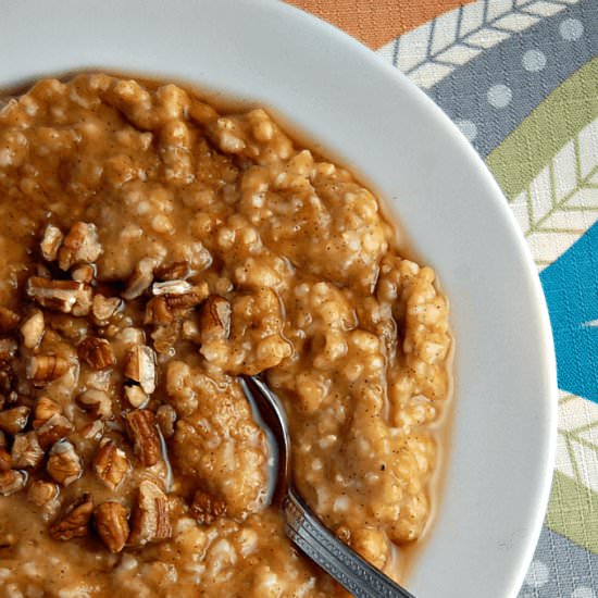 Slow Cooker Pumpkin Pie Oatmeal - Recipe photo by Amy in the Kitchen