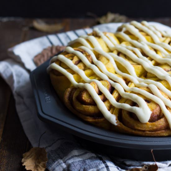 Vegan Pumpkin Cinnamon Rolls - Recipe photo by 40aprons