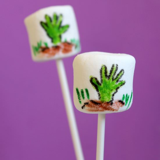 zombie hand marshmallows - Recipe photo by chic cookies