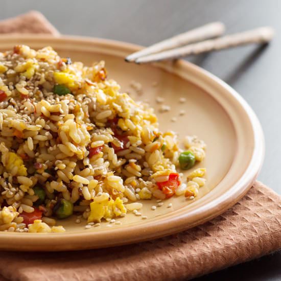 Fried rice with vegetables and eggs - Recipe photo by Katrinshine