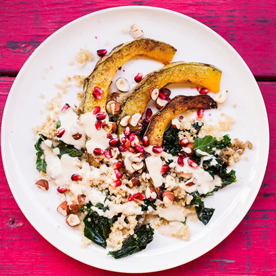Vegan pumkin kale salad with quinoa - Recipe photo by lazysundaycooking
