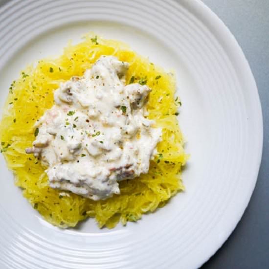 Spaghetti Squash with Onion Sauce - Recipe photo by eatmorefoodproject
