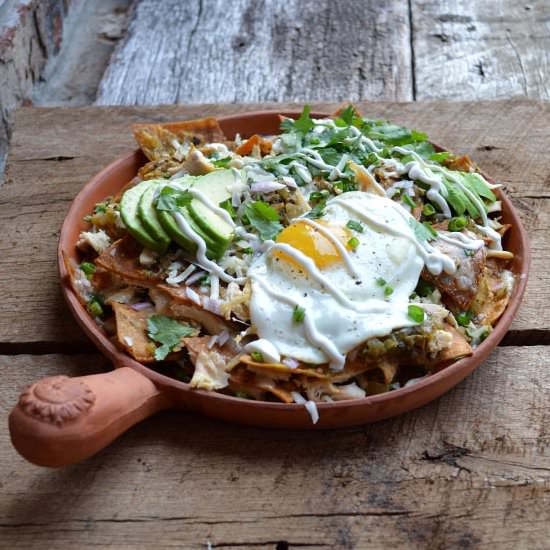 Chicken Chilaquiles with Fried Eggs - Recipe photo by LemonyThyme