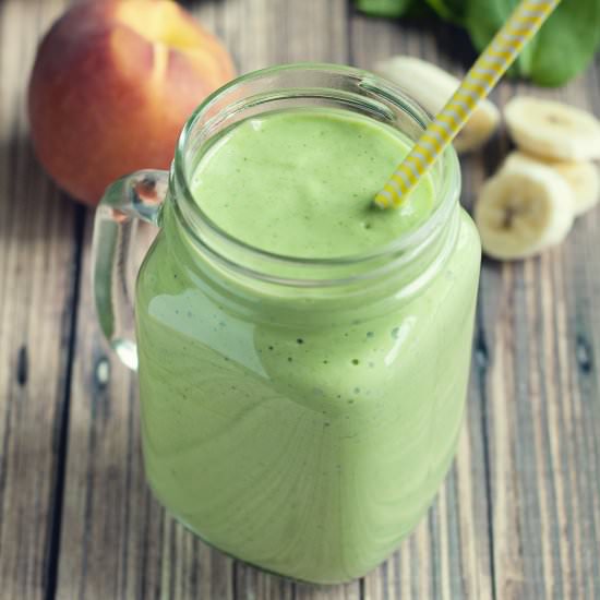 Banana and Peach Green Smoothie - Recipe photo by asimplepantry