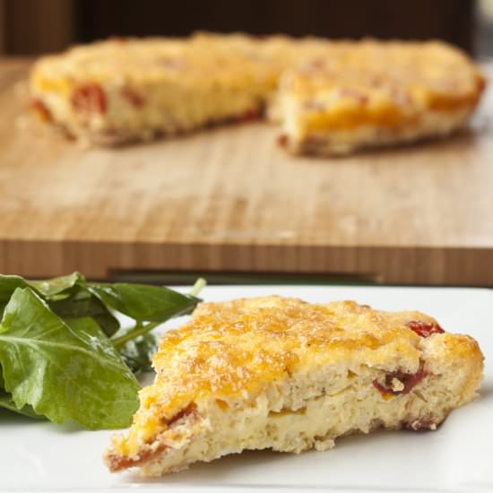 Three Cheese Bacon Tomato Frittata - Recipe photo by LowCarbHighFatRecipes.com