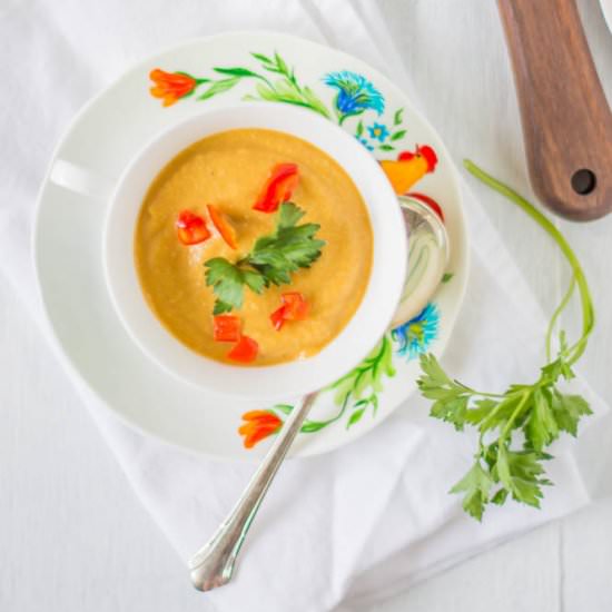 Sweet Potato + Parsnip Soup - Recipe photo by Coreen Murphy