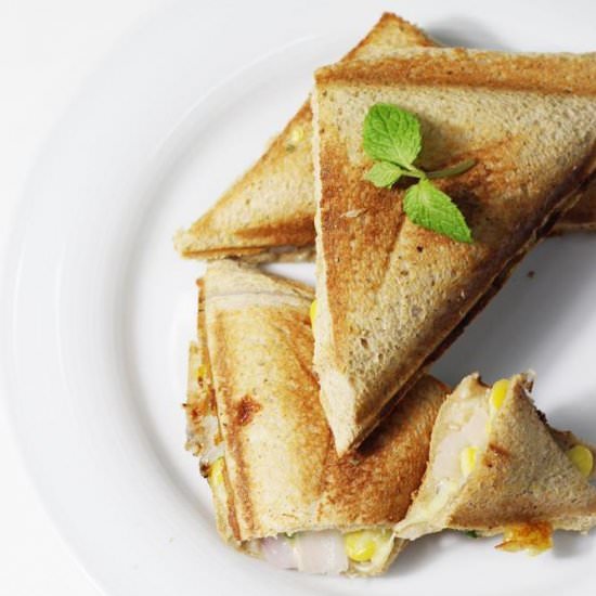 Corn cheese sandwich - Recipe photo by swasthfreak