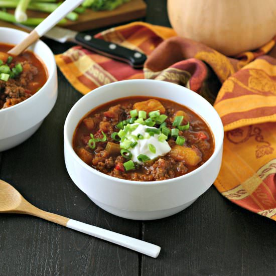 Beef Chili with Butternut Squash - Recipe photo by EverydayMaven