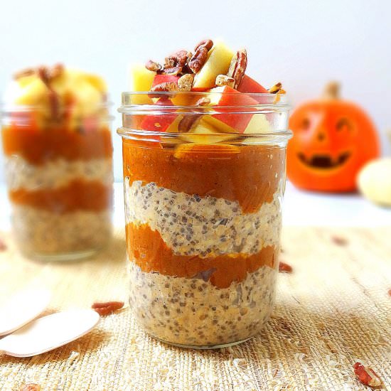 Maple Pumpkin Spiced Overnight Oats - Recipe photo by TheGlowingFridge