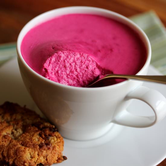 White chocolate & beetroot mousse - Recipe photo by Bangers and Mash