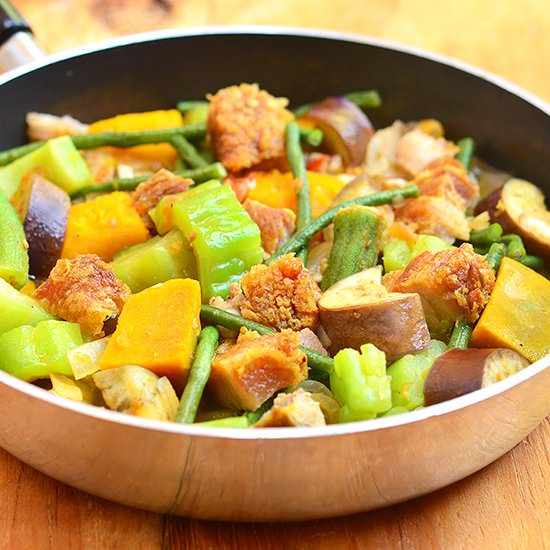 Pinakbet with Crispy Lechon - Recipe photo by Kawalingpinoy