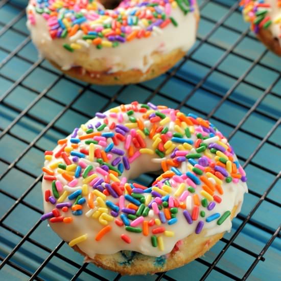 Baked Funfetti Cake Donuts - Recipe photo by thesemisweetsisters