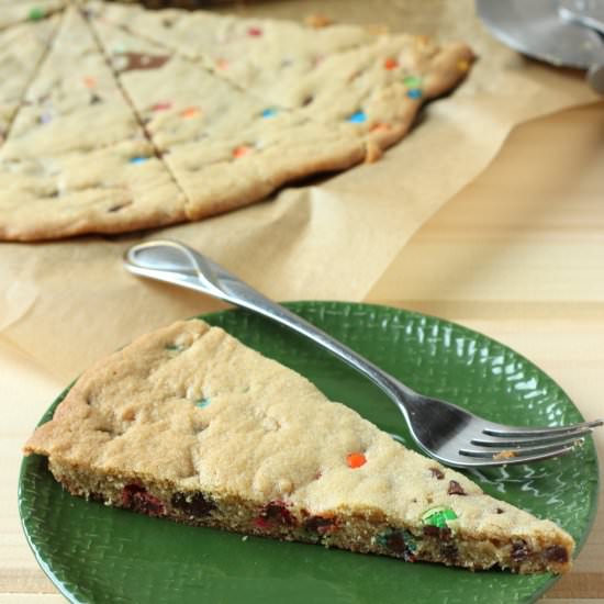 Giant Chocolate Chip M&M Cookie - Recipe photo by thesemisweetsisters