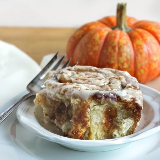 Pumpkin Butter Cinnamon Rolls - Recipe photo by Confectionalism