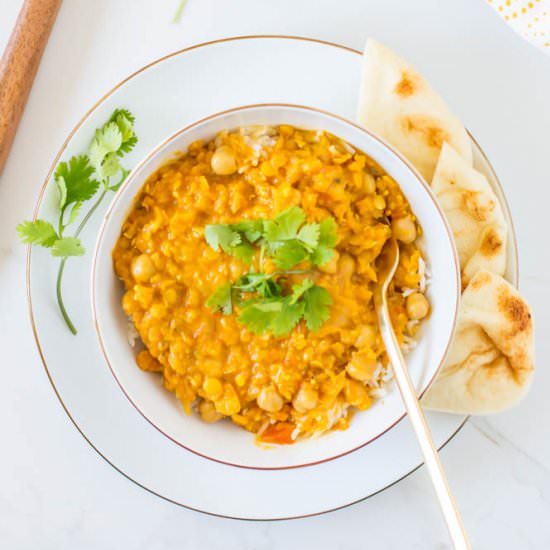 Curried Red Lentils + Basmati Rice - Recipe photo by Coreen Murphy