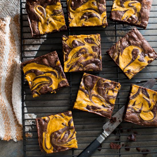 Chewy Fudgy Pumpkin Swirl Brownies - Recipe photo by White On Rice Couple