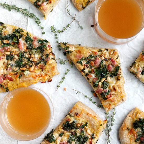 Pancetta Kale & Pumpkin Flatbread - Recipe photo by fabtastic eats