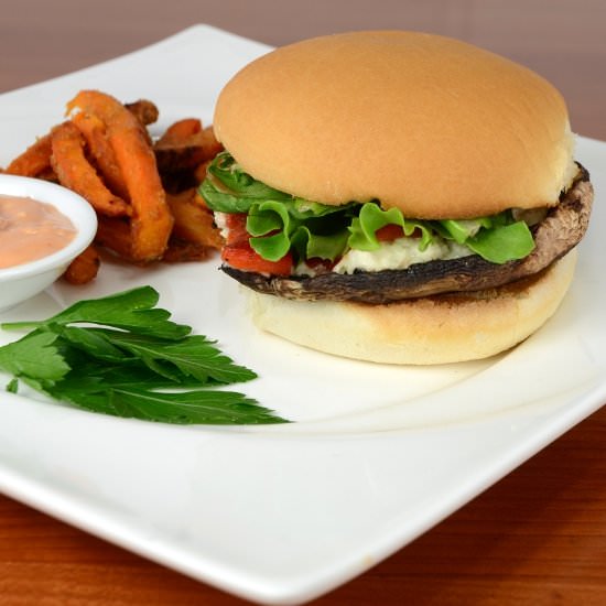 Roasted Portobello Burgers - Recipe photo by For the Love of Cooking