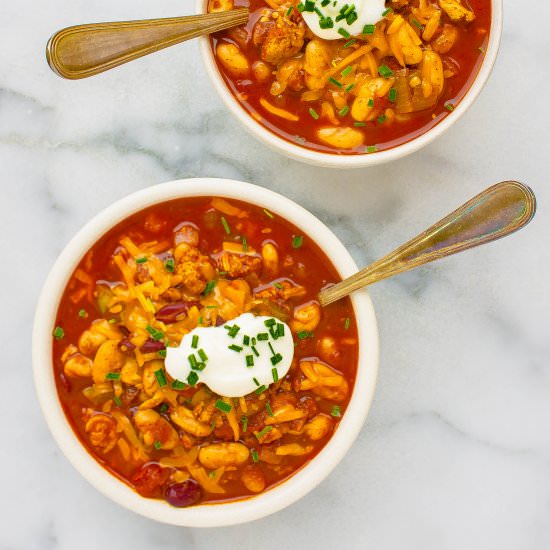Hearty Turkey & Two-Bean Chili - Recipe photo by Gluten Free Blondie