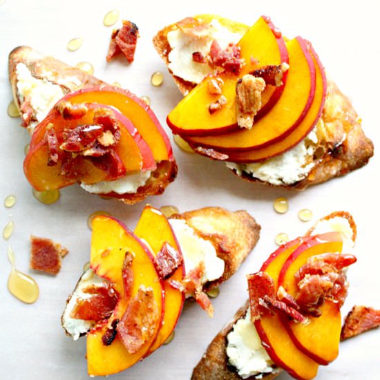 Peach Bacon Honey Crostini - Recipe photo by Wozz Kitchen Creations