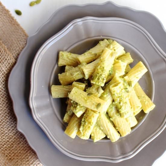Creamy Pumpkin Seed Pesto Pasta - Recipe photo by LocalSavour